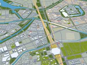 Zhengzhou city Henan China 150km 3D 模型