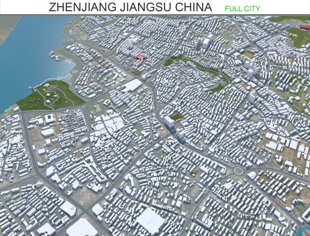 Zhenjiang city Jiangsu China 65km 3D Model .c4d .max .obj .3ds .fbx .stl .blend 