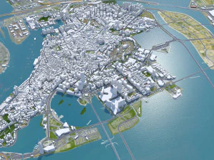 Zhuhai Guangdong Province city China 70km 3D Model