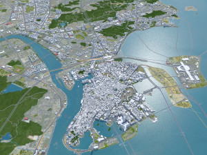 Zhuhai Guangdong Province city China 70km Modello 3D