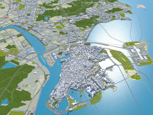 Zhuhai Guangdong Province city China 70km Modello 3D