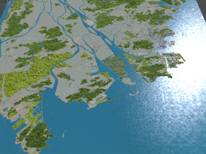 Zhuhai Guangdong Province city China 70km Modello 3D