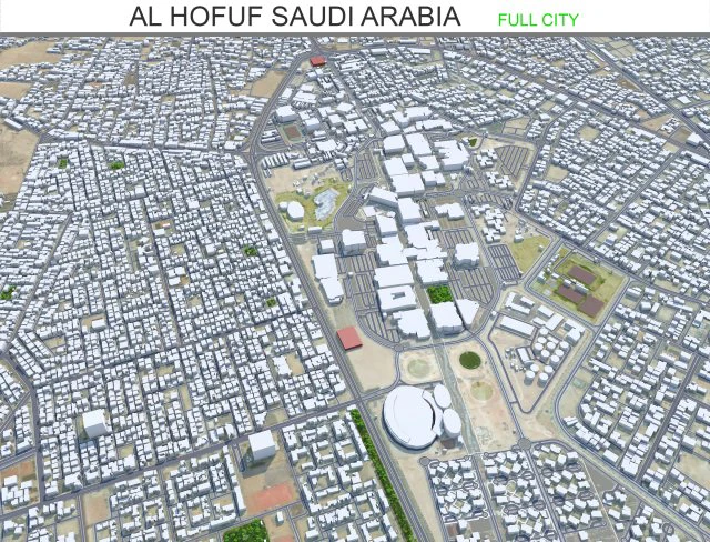 Al Hofuf city Saudi Arabia 30km 3D Model .c4d .max .obj .3ds .fbx .stl .blend 