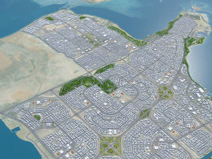 Al Jubail and Fanateer Beach Saudi Arabia 60km 3D Model