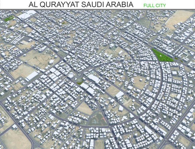 Al Qurayyat city Saudi Arabia 30km 3D-Modell .c4d .max .obj .3ds .fbx .stl .blend 