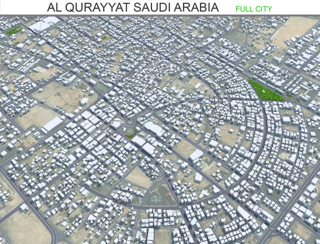 Al Qurayyat city Saudi Arabia 30km 3D Model .c4d .max .obj .3ds .fbx .stl .blend 