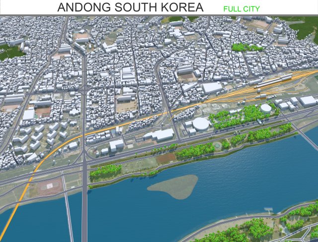 Andong South Korea 30km 3Dモデル .c4d .max .obj .3ds .fbx .stl .blend 