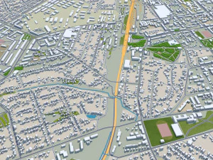 Citt&agrave; di Bakhmut Ucraina 25 km Modello 3D