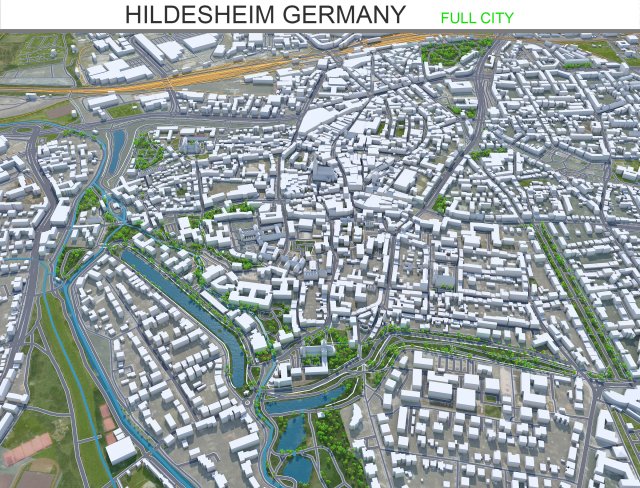 Hildesheim city Germany 30km 3D 모델 .c4d .max .obj .3ds .fbx .stl .blend 
