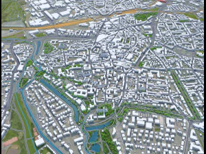 Hildesheim city Germany 30km 3D Model