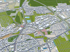 Hildesheim city Germany 30km 3D Model