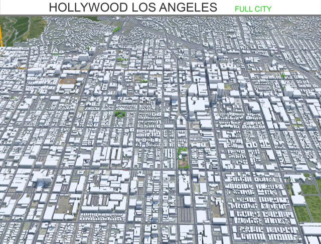 Hollywood Los Angeles citt&agrave; California USA 15 km Modello 3D .c4d .max .obj .3ds .fbx .stl .blend 