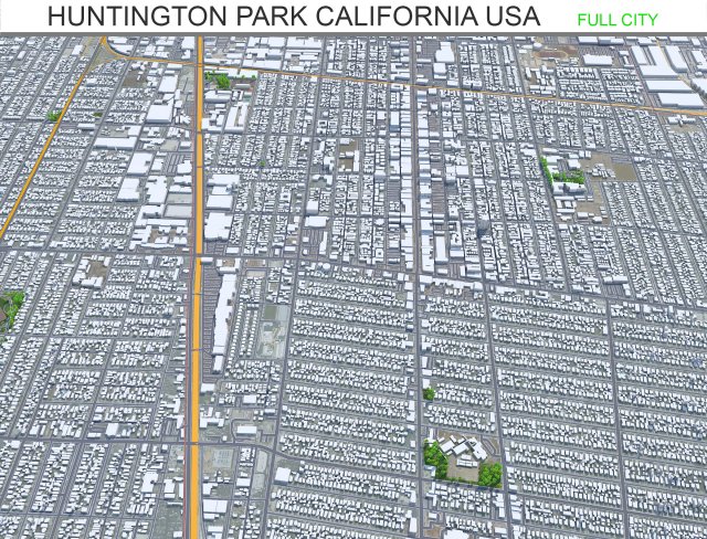 Huntington Park city California USA 10km 3D मॉडल .c4d .max .obj .3ds .fbx .stl .blend 