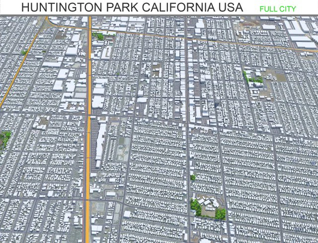 Cidade de Huntington Park Califórnia EUA 10 km Modelo 3D .c4d .max .obj .3ds .fbx .stl .blend