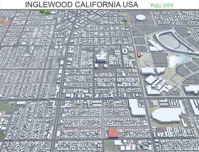 Inglewood city California USA 10km Modelo 3D .c4d .max .obj .3ds .fbx .stl .blend 