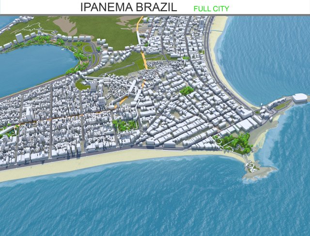 Ipanema city Brazil 15km 3D Model .c4d .max .obj .3ds .fbx .stl .blend 