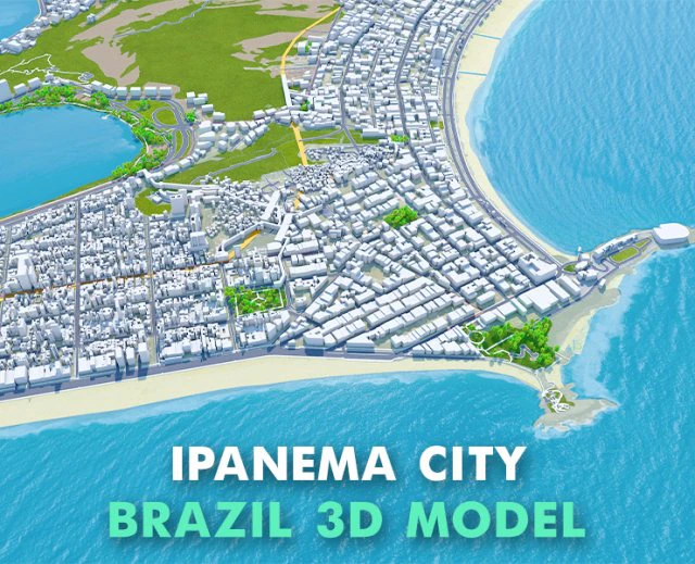 Ipanema city Brazil 15km 3D Model .c4d .max .obj .3ds .fbx .stl .blend 