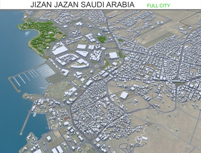 Jizan Jazan city Saudi Arabia 30km Model 3D .c4d .max .obj .3ds .fbx .stl .blend 
