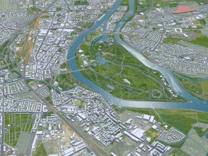 Magdeburg city Germany 40km 3D Model