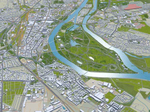 Magdeburg city Germany 40km 3D Model