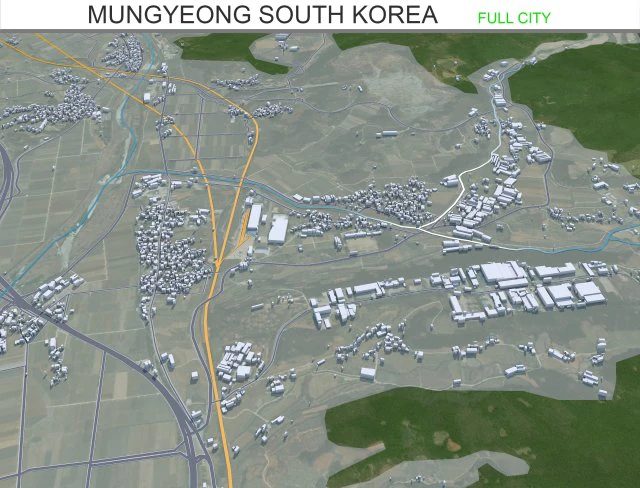 Mungyeong city South Korea 20km 3D Model .c4d .max .obj .3ds .fbx .stl .blend