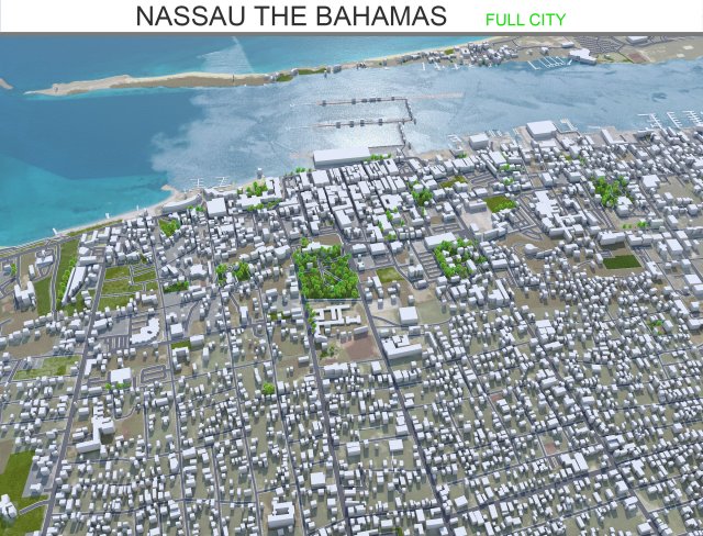 Nassau city The Bahamas 40km Modello 3D .c4d .max .obj .3ds .fbx .stl .blend 