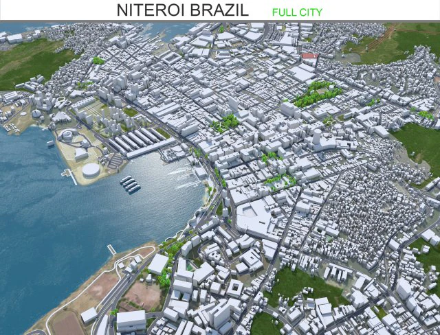 Niteroi city Brazil 30km 3D Model .c4d .max .obj .3ds .fbx .stl .blend 