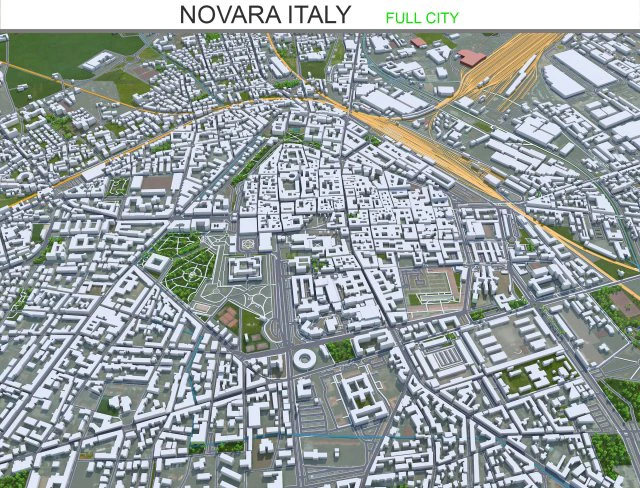 Cidade de Novara It&aacute;lia 20 km Modelo 3D .c4d .max .obj .3ds .fbx .stl .blend 