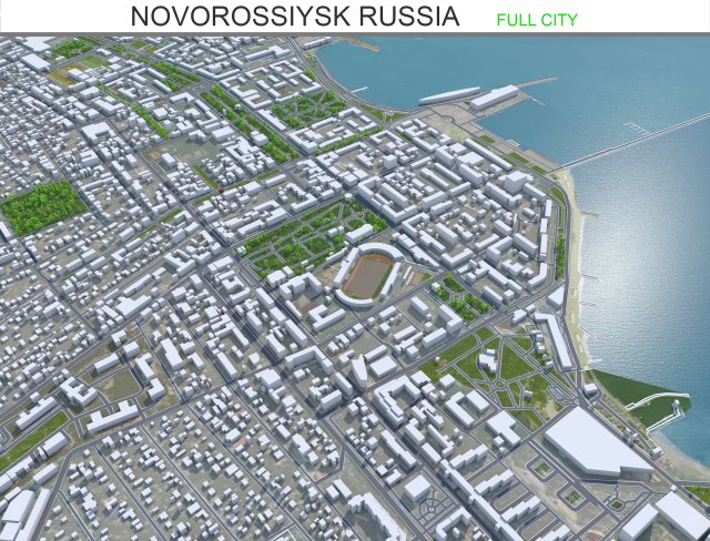 Novorossiysk city Russia 25km Modelo 3D .c4d .max .obj .3ds .fbx .stl .blend 
