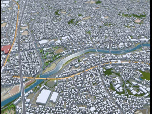 Okazaki Aichi city Japan 40km 3D Model