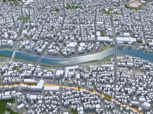 Okazaki Aichi city Japan 40km 3D Model