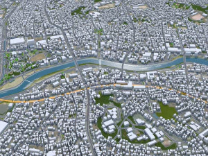 Okazaki Aichi city Japan 40km 3D Model