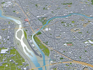 Okazaki Aichi city Japan 40km 3D Model