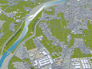 Okazaki Aichi city Japan 40km 3D Model