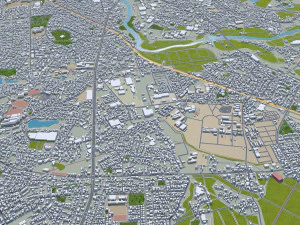 Okazaki Aichi city Japan 40km 3D Model