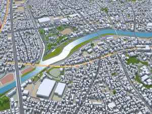 Okazaki Aichi city Japan 40km 3D Model