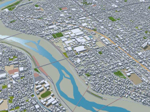 Okazaki Aichi city Japan 40km 3D Model