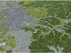 Okazaki Aichi city Japan 40km 3D Model