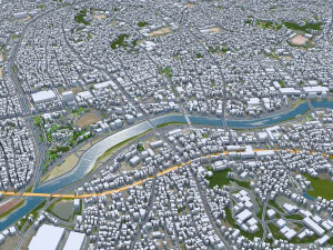 Okazaki Aichi city Japan 40km 3D Model