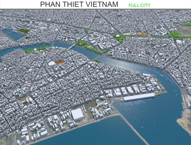 Phan Thiet city Vietnam 60km Modelo 3D .c4d .max .obj .3ds .fbx .stl .blend 