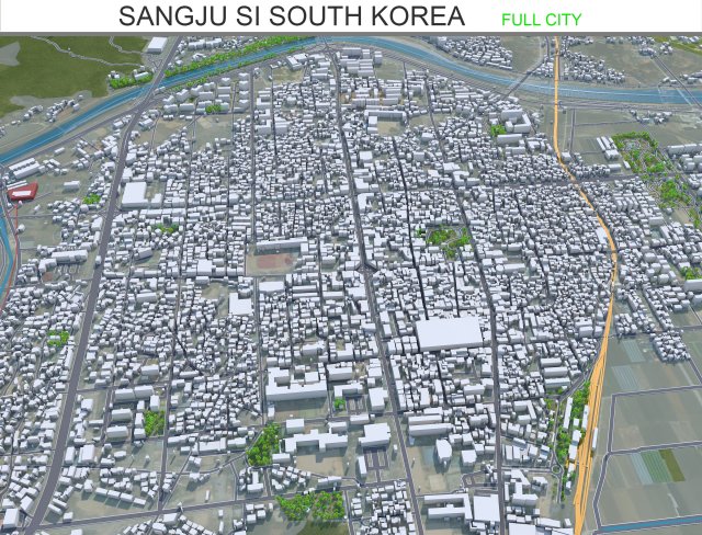 Sangju si city South Korea 20km Modelo 3D .c4d .max .obj .3ds .fbx .stl .blend 