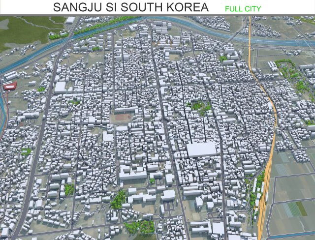 Ciudad de Sangju si Corea del Sur 20 km Modelo 3D .c4d .max .obj .3ds .fbx .stl .blend 