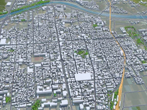 Ciudad de Sangju si Corea del Sur 20 km Modelo 3D