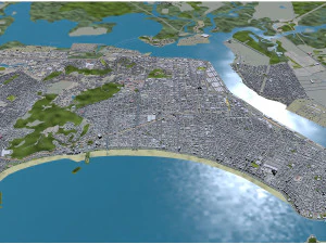 Cidade de Santos Brasil 30km Modelo 3D
