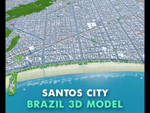 Cidade de Santos Brasil 30km Modelo 3D