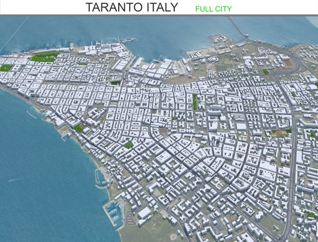 Taranto city Italy 25km Modello 3D .c4d .max .obj .3ds .fbx .stl .blend 