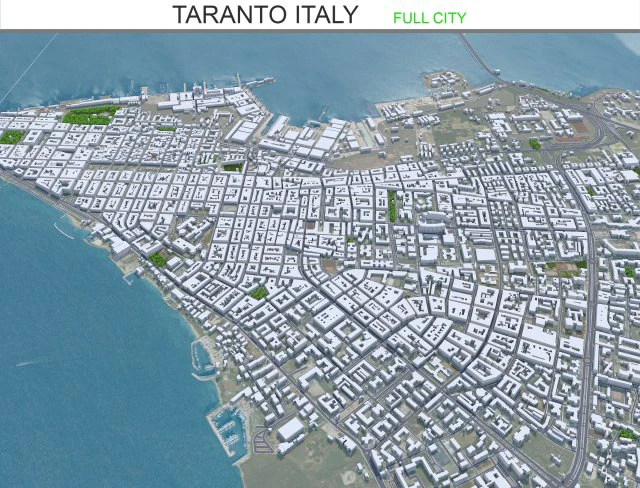 Taranto city Italy 25km 3D Model .c4d .max .obj .3ds .fbx .stl .blend 