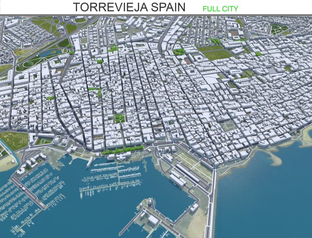 Torrevieja city Spain 10km Model 3D .c4d .max .obj .3ds .fbx .stl .blend 