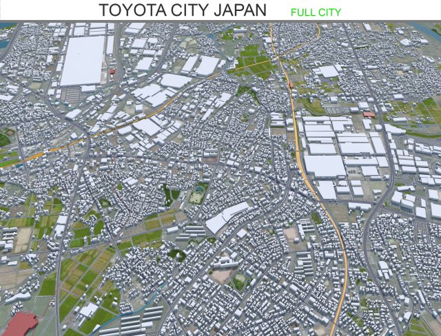 Toyota City Japan 60km Modèle 3D .c4d .max .obj .3ds .fbx .stl .blend 