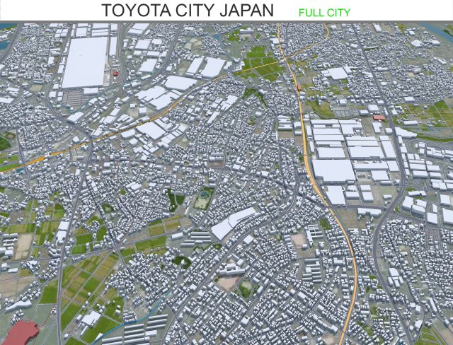 Toyota City Japan 60km 3D Model .c4d .max .obj .3ds .fbx .stl .blend 